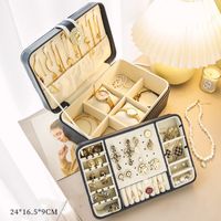 Retro Solid Color Pu Leather Jewelry Boxes sku image 8