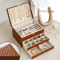 Retro Solid Color Pu Leather Jewelry Boxes sku image 11