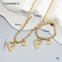 Stainless Steel Casual Simple Style Classic Style Plating Heart Shape Bracelets Necklace sku image 4
