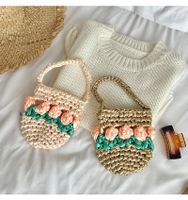 Women's Mini Knit Flower Vacation Cylindrical Open Handbag main image 8