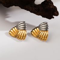 1 Pair Vintage Style Classic Style Triangle Geometric Spiral Stripe Plating 304 Stainless Steel 18K Gold Plated Ear Studs main image 8