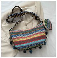 Women's Medium Special Material Geometric Ethnic Style Streetwear Tassel Dumpling Shape Zipper Tote Bag main image 3