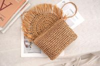 Femmes Petit Paille Couleur Unie Vacances Plage Tisser Boucle Sac De Paille main image 4