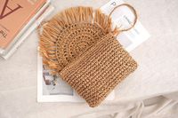 Women's Small Straw Solid Color Vacation Beach Weave Buckle Straw Bag main image 4