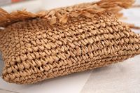 Women's Small Straw Solid Color Vacation Beach Weave Buckle Straw Bag main image 5