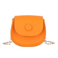 Women's Mini Pu Leather Solid Color Fashion Round Flip Cover Crossbody Bag sku image 9