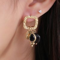 1 Pair Retro Exaggerated XUPING Geometric Beaded Plating Inlay 304 Stainless Steel Artificial Gemstones 18K Gold Plated Drop Earrings main image 11