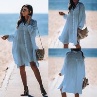 Nouvelle Mode Solide Chemise Blanche Cardigan Beach Jacket Bikini Blouse Holiday Swimsuit Outdoor Sunscreen Clothing Nihaojewelry Wholesale sku image 4