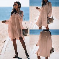 Nouvelle Mode Solide Chemise Blanche Cardigan Beach Jacket Bikini Blouse Holiday Swimsuit Outdoor Sunscreen Clothing Nihaojewelry Wholesale sku image 5