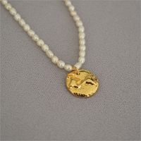 Retro Leaf Devil's Eye Heart Shape Freshwater Pearl Brass Beaded Necklace sku image 17