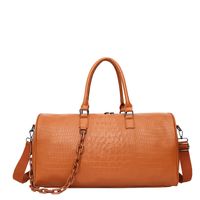 Unisex Pu Leather Solid Color Streetwear Round Zipper Handbag Travel Bag sku image 8