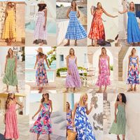 Femmes Jupe Trapèze Mode Sans Col Impression Sans Manches Impression Maxi Longue Robe Rue main image 9