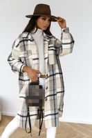 Women's Fashion Stripe Patchwork Woolen Coat main image 2
