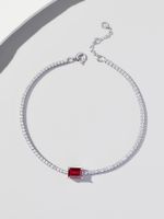 Sterling Silver Rose Gold Plated White Gold Plated Silver Plated Elegant Simple Style Inlay Square Lab-grown Gemstone Zircon Bracelets sku image 1
