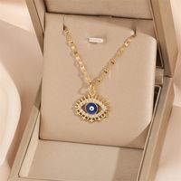 201 Stainless Steel Brass 18K Gold Plated IG Style Classic Style Cool Style Plating Inlay Devil's Eye Life Tree Zircon Pendant Necklace main image 1