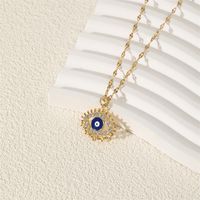 201 Stainless Steel Brass 18K Gold Plated IG Style Classic Style Cool Style Plating Inlay Devil's Eye Life Tree Zircon Pendant Necklace main image 4