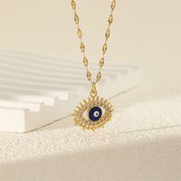 201 Stainless Steel Brass 18K Gold Plated IG Style Classic Style Cool Style Plating Inlay Devil's Eye Life Tree Zircon Pendant Necklace main image 3