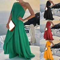 Women'S Regular Dress Fashion Collarless Slit Sleeveless Solid Color Maxi Long Dress Daily main image video