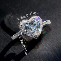 Lady Heart Shape Alloy Plating Inlay Zircon Silver Plated Women's Rings main image 7