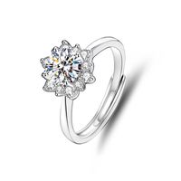 Lady Flower Sterling Silver Inlay Moissanite Rings sku image 12