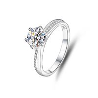 Classic Style Round Sterling Silver Inlay Moissanite Rings sku image 6