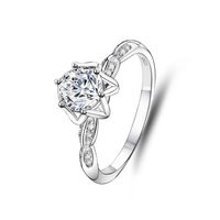Classic Style Flower Sterling Silver Inlay Moissanite Rings sku image 7