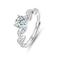 Simple Style Heart Shape Sterling Silver Inlay Moissanite Zircon Rings sku image 7