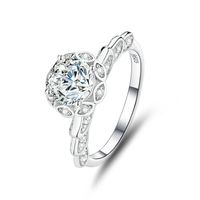 Simple Style Leaf Sterling Silver Inlay Moissanite Zircon Rings sku image 8