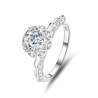 Simple Style Leaf Sterling Silver Inlay Moissanite Zircon Rings sku image 4