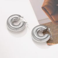 Retro Round Titanium Steel Hoop Earrings Plating Stainless Steel Earrings sku image 1