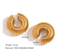 1 Pair Retro Geometric Plating Titanium Steel 18k Gold Plated Ear Cuffs sku image 6