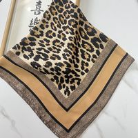 Women's Simple Style Leopard Satin Printing Silk Scarves sku image 8