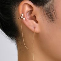 Pair Of New Fashion Copper Micro-inlaid Zircon Branch Pendant Tassel Pierced Earrings sku image 5