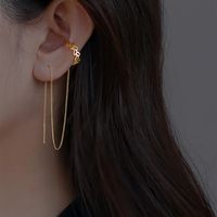 Pair Of New Fashion Copper Micro-inlaid Zircon Branch Pendant Tassel Pierced Earrings sku image 1