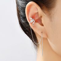 Pair Of New Fashion Copper Micro-inlaid Zircon Branch Pendant Tassel Pierced Earrings sku image 7