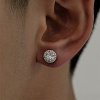 1 Paire Style Simple Rond Incruster Acier Inoxydable Zircon Boucles D'oreilles sku image 13