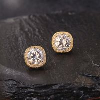 1 Paire Style Simple Rond Incruster Acier Inoxydable Zircon Boucles D'oreilles sku image 14