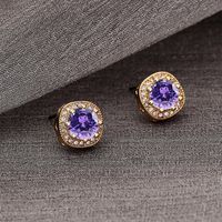 1 Pair Simple Style Round Inlay Stainless Steel Zircon Ear Studs sku image 16