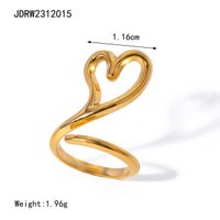 304 Stainless Steel 18K Gold Plated Simple Style Classic Style Hollow Out Heart Shape Rings sku image 2