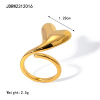 304 Stainless Steel 18K Gold Plated Simple Style Classic Style Hollow Out Heart Shape Rings sku image 2