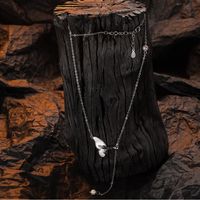 Sterling Silver Casual Inlay Tassel Butterfly Pearl Pendant Necklace sku image 1