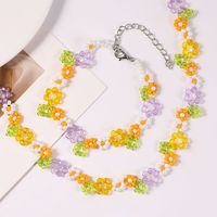 Lady Pastoral Flower Artificial Crystal Seed Bead Wholesale Bracelets Necklace Jewelry Set main image 1