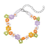Lady Pastoral Flower Artificial Crystal Seed Bead Wholesale Bracelets Necklace Jewelry Set sku image 2