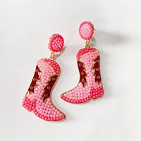 1 Pair Novelty Modern Style Boots Shoe Beaded Plating Seed Bead Metal Drop Earrings main image 1