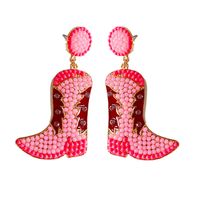 1 Pair Novelty Modern Style Boots Shoe Beaded Plating Seed Bead Metal Drop Earrings main image 4