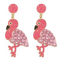 1 Pair IG Style Cute Modern Style Flamingo American Flag Inlay Alloy Seed Bead Rhinestones Drop Earrings main image 5