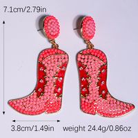 1 Pair Novelty Modern Style Boots Shoe Beaded Plating Seed Bead Metal Drop Earrings main image 2