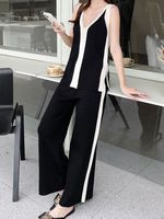 Daily Women's Vintage Style Color Block Polyester Pants Sets main image 5