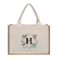 Women's Medium Canvas Letter Basic Classic Style Open Shopping Bags sku image 36