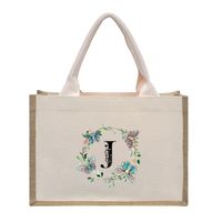 Women's Medium Canvas Letter Basic Classic Style Open Shopping Bags sku image 38